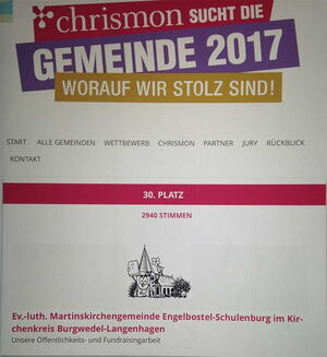 Der Chrismon-Wettbewerb ist beendet – Engelbostel steht auf dem 30. Platz und ist damit für einen der Jurypreise nominiert.