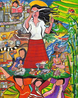 Das Titelbild zum Weltgebetstag 2017 „A Glimpse of the Philippine Situation“ wurde von der philippinischen Künstlerin Rowena Apol Laxamana Sta Rosa gestaltet. Foto: Weltgebetstag der Frauen, Dt. Komitee e.V.