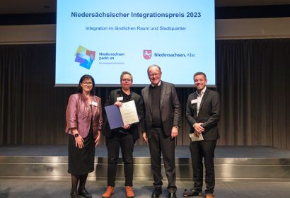 Sonderpreis für Satt & Schlau (von links): Klaudia Silbermann, Yvonne Lippel, Stephan Weil und Deniz Kurku. Foto: Marcus Prell