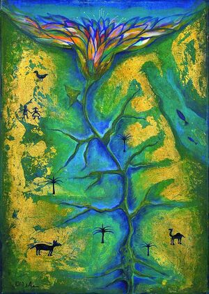 Das Titelbild zum Weltgebetstag 2014 zum Thema „Wasserströme in der Wüste“ wurde von Souad Abdelrasoul aus Ägypten gestaltet.