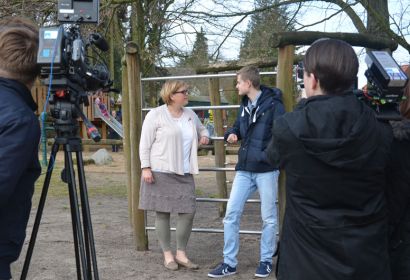 Gespräch vor den Kameras des EKN-Teams: Marco Michalke und Diakonin Anna Thumser. Foto: Andrea Hesse