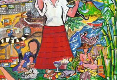 Das Titelbild zum Weltgebetstag 2017 „A Glimpse of the Philippine Situation“ wurde von der philippinischen Künstlerin Rowena Apol Laxamana Sta Rosa gestaltet. Foto: Weltgebetstag der Frauen, Dt. Komitee e.V.