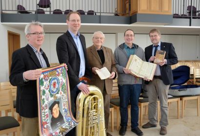 Vielfältige Annäherung an die Reformation (von links): Pastor Torsten Kröncke, Kantor Arne Hallmann, Professor Dr. Werner Merten, Pastor Frank Foerster und Pastor Dieter Rudolph-Rodekohr. Foto: Andrea Hesse