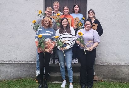 Generationswechsel im KKJK-Vorstand: Chiara Joy Abbey (vorne, von links), Caro Böhne, Zara Kilic und (hinten, von links) Luis Beimfohr, Ole Mewes, Karlotta Hamburg, Nora Schneider und Sarina Schneider. Foto: Nathalie Schneider