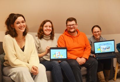 Das Team hinter dem Video (von links): Rebecca von Hoffmann, Nora Schneider, Dennis Wagner und Maren Konradt. Foto: Andrea Hesse
