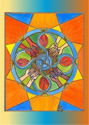 „Neue Geistkraft in unserer Mitte“: Das Motiv zum Frauensonntag wurde von der Lüneburger Künstlerin Karin Schwendt gestaltet.